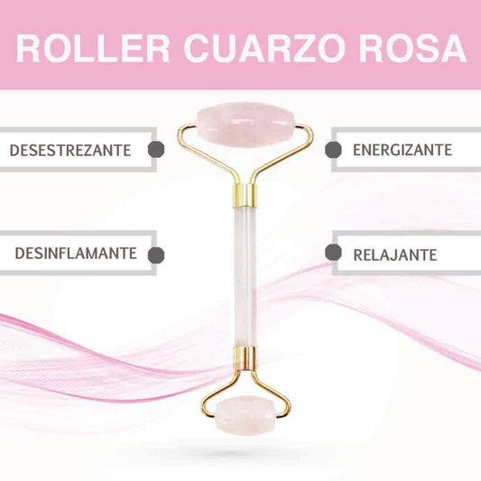 Rodillo facial de Cuarzo Rosa - www.lavanda.cat